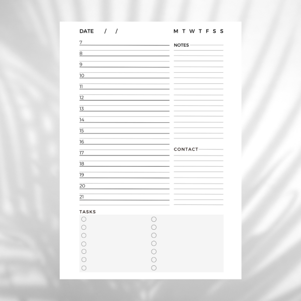 Agenda daily basis undated