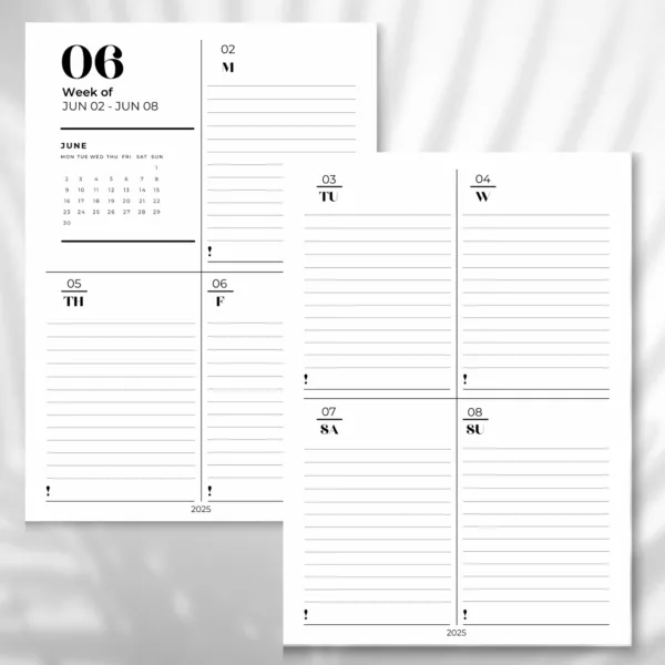 Semaine l'agenda horizontal ligné - juin/mai